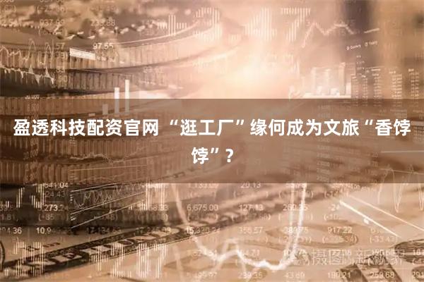盈透科技配资官网 “逛工厂”缘何成为文旅“香饽饽”？
