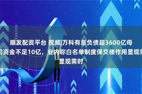 顺发配资平台 视频|万科有息负债超3600亿母公司资金不足10亿，业内称白名单制度保交楼作用显现需时